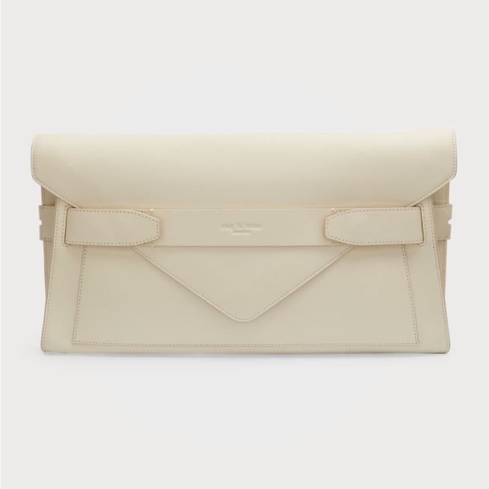 rag & bone Cream Leather Envelope Clutch